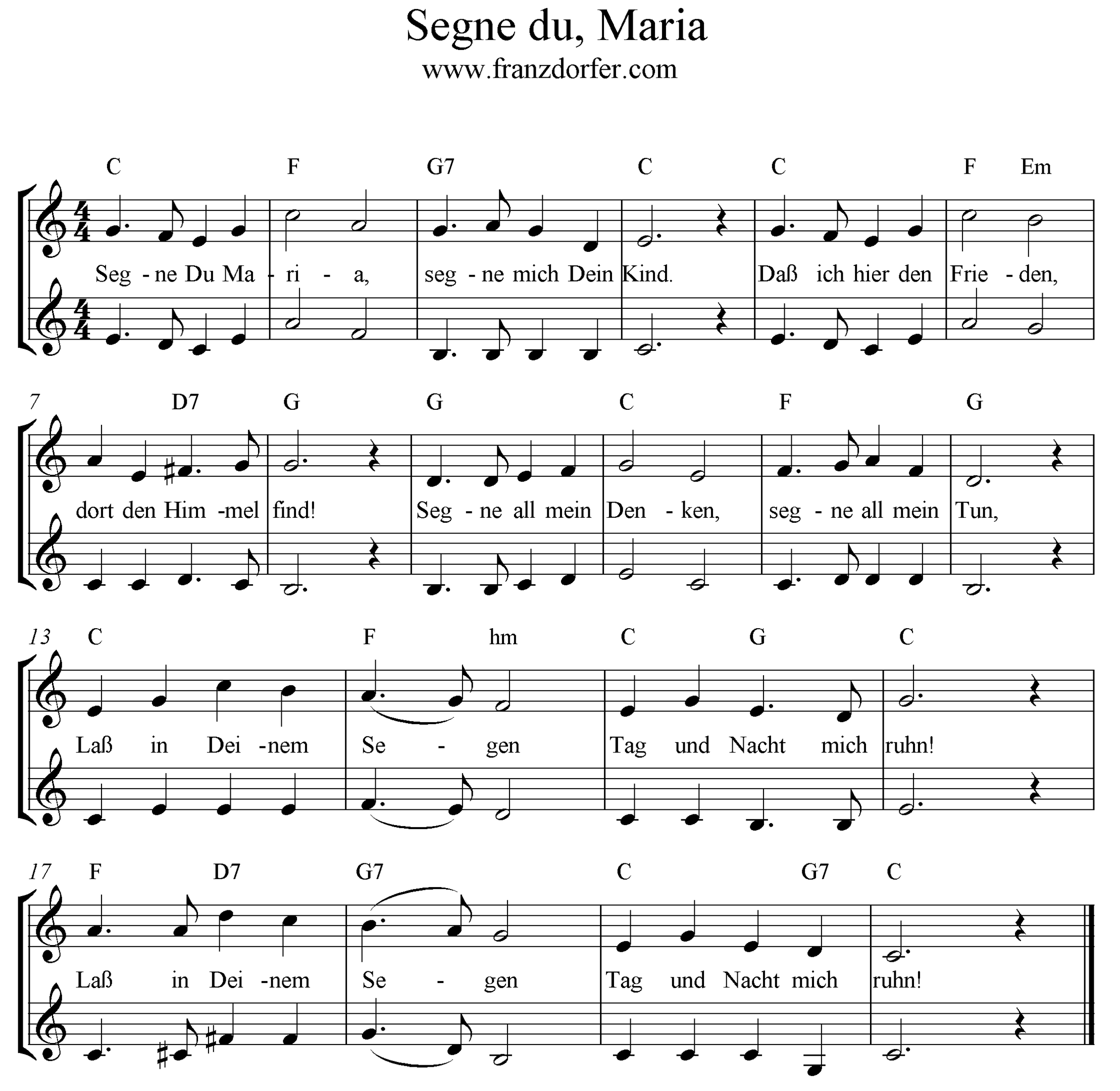 Noten Segne du Maria